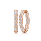 Pair of Eos pavé oval hoop earrings featuring rows of sparkling stones in a rose-gold setting.