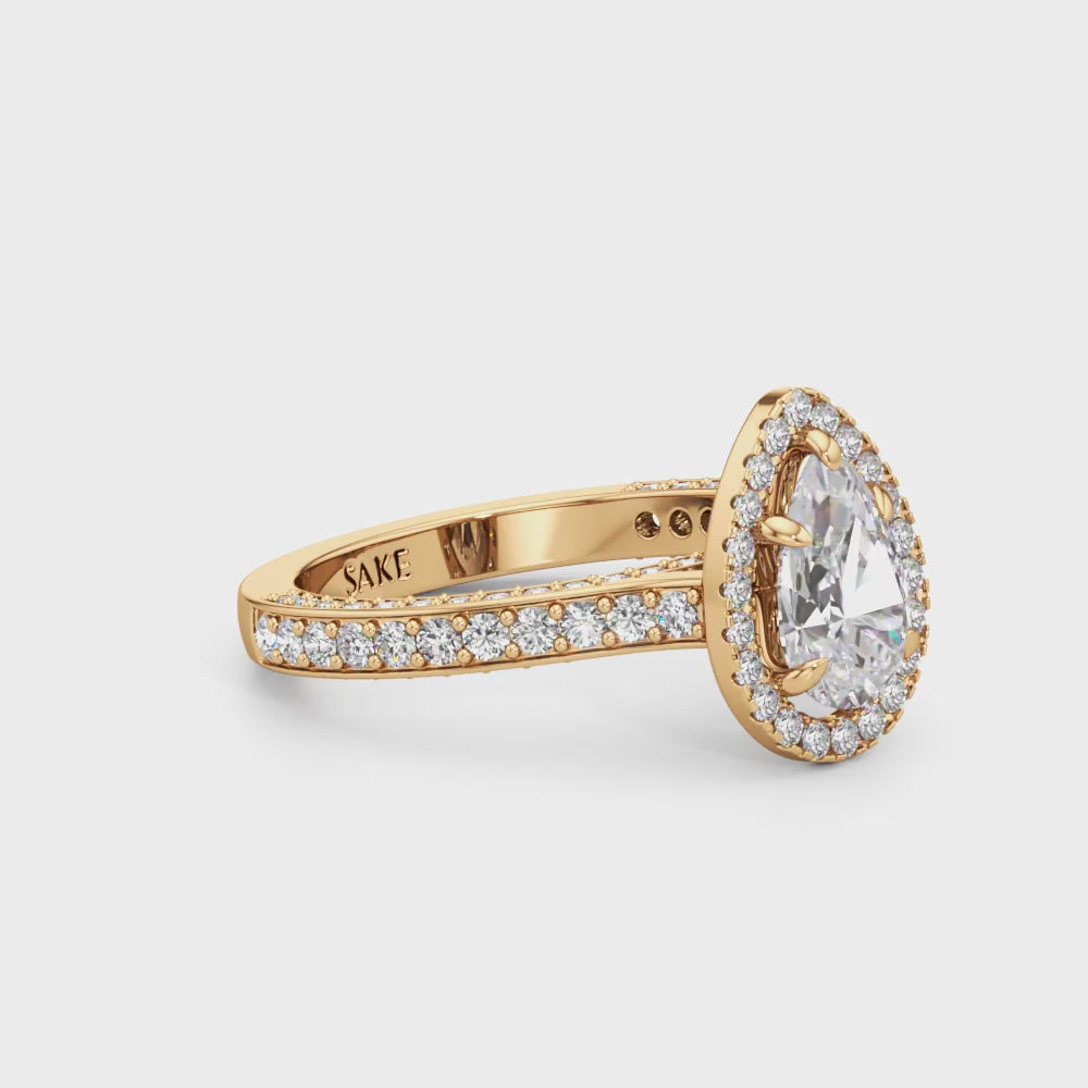 Thalassa Pear Halo Diamond Ring